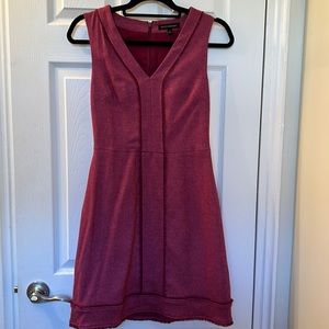 Banana Republic pink mini wool dress with maroon trim